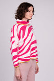 VICOLO Jumper One Size Cashmere Angora & Wool Blend Zebra Striped Cowl Neck gallery photo number 4