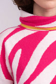 VICOLO Jumper One Size Cashmere Angora & Wool Blend Zebra Striped Cowl Neck gallery photo number 6