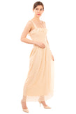 VERO MODA Lace Maxi Dress Size S  Fully Lined Ruffle Trim Shirred Sleeveless gallery photo number 3
