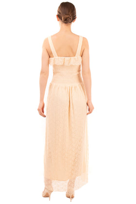 VERO MODA Lace Maxi Dress Size S  Fully Lined Ruffle Trim Shirred Sleeveless gallery photo number 4