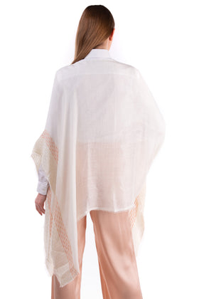 RRP €190 RAG & BONE Poncho Scarf One Size Linen Blend Frayed Edges Lightweight gallery photo number 4