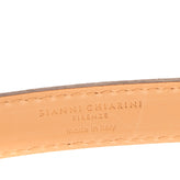 GIANNI CHIARINI Leather Skinny Belt Size 100/40 Adjustable Crumpled Effect gallery photo number 6