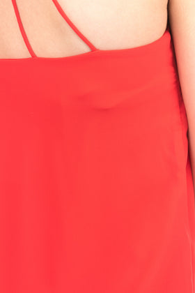 VERO MODA Maxi Overlay Slip Dress Size M Red Slit Side Strappy V Neck gallery photo number 5