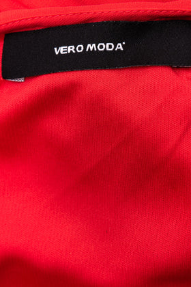 VERO MODA Maxi Overlay Slip Dress Size M Red Slit Side Strappy V Neck gallery photo number 6