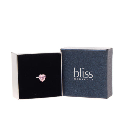 BLISS 925 Sterling Silver Heart Solitaire Ring Size UK L 1/2 US-6 Cubic Zirconia