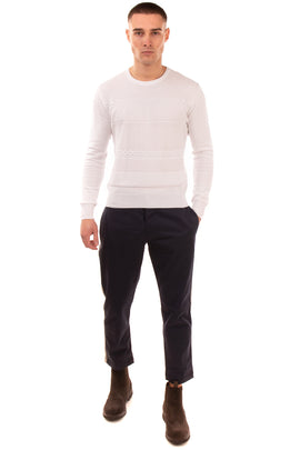 RRP €130 TOMBOLINI Jumper Size 54 / 2XL White Textured Crew Neck Made in Italy