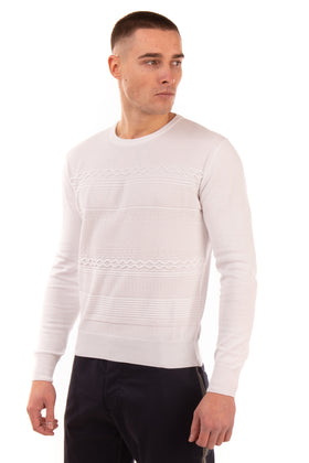 RRP €130 TOMBOLINI Jumper Size 54 / 2XL White Textured Crew Neck Made in Italy gallery photo number 3