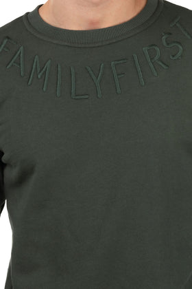 FAMILY FIRST Sweatshirt Size S Dark Green Embroidered Crew Neck Made in Italy gallery photo number 6