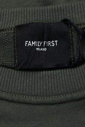 FAMILY FIRST Sweatshirt Size S Dark Green Embroidered Crew Neck Made in Italy gallery photo number 7