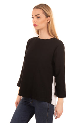 RRP €115 CONSEPT Top Size 40 / L Contrast & Gathered Back 3/4 Sleeve Round Neck gallery photo number 2