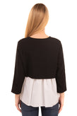RRP €115 CONSEPT Top Size 40 / L Contrast & Gathered Back 3/4 Sleeve Round Neck gallery photo number 4