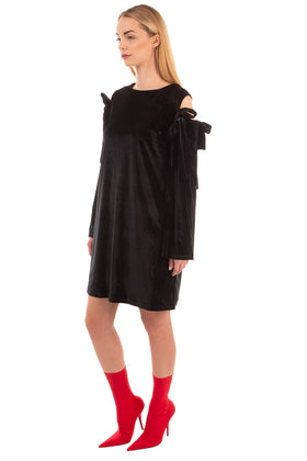 BRIGITTE BARDOT Chenille Shift Dress Size 0 / XS Black Details Shoulder gallery photo number 3