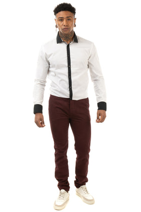 RRP €130 VI.E SIX EDGES Flannel Chino Trousers Size 31 Stretch Bordeaux gallery photo number 1