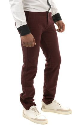RRP €130 VI.E SIX EDGES Flannel Chino Trousers Size 31 Stretch Bordeaux gallery photo number 2
