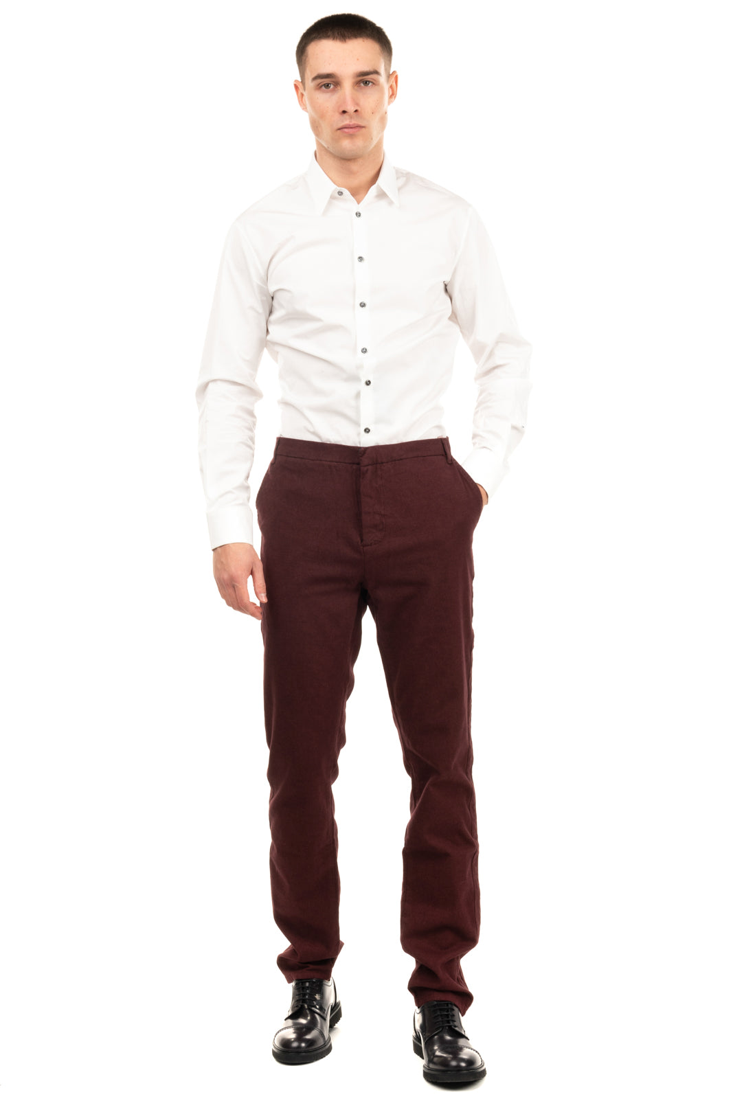 RRP €130 VI.E SIX EDGES Flannel Chino Trousers Size 33 Stretch Side Stripes gallery main photo