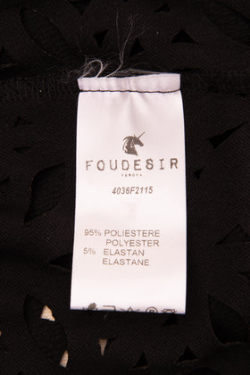FOUDESIR Top Size S Black Laser Cut Hem Short Sleeve Crew Neck Made in Italy gallery photo number 7