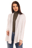 RRP €165 COTTON By AUTUMN CASHMERE Cardigan Size M White Kable Knit Open Front gallery photo number 3