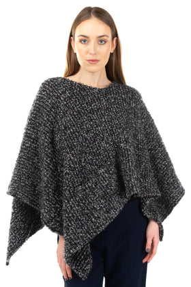 RRP €195 CRISTINA ROCCA Boucle Poncho One Size Wool Blend Made in Italy gallery photo number 2