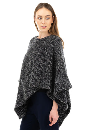 RRP €195 CRISTINA ROCCA Boucle Poncho One Size Wool Blend Made in Italy gallery photo number 3