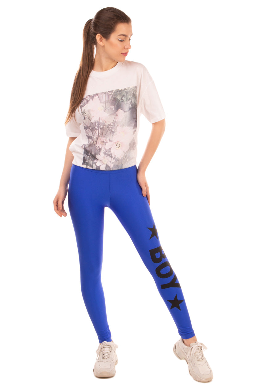 BOY LONDON Leggings Size M Stretch Elasticated Waist Coated Logo Made in Italy gallery main photo