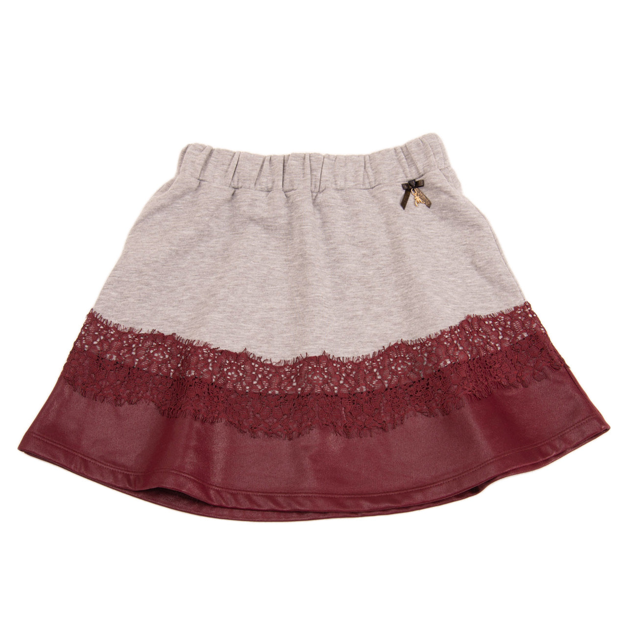 PATRIZIA PEPE Sweat A-Line Skirt Size TA / 18Y Bow Detail Lace Trim Coated Hem gallery main photo