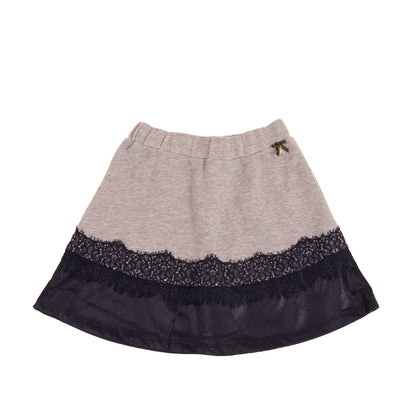 PATRIZIA PEPE Sweat A-Line Skirt Size TA / 18Y Bow Detail Lace Trim Coated Hem gallery photo number 1