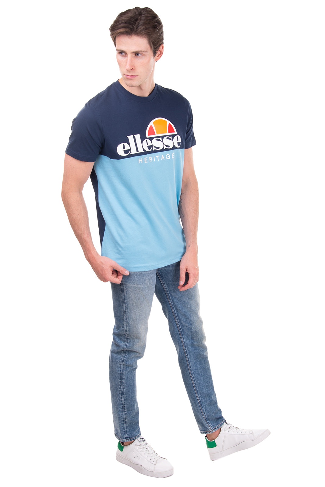 ELLESSE T-Shirt Top Size L LIMITED Coated Logo Front Crew Neck Short Sleeve gallery main photo