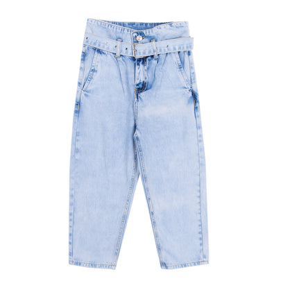 MARC ELLIS Jeans Size 10Y Acid Wash Belted High Waist Cropped Slim Fit