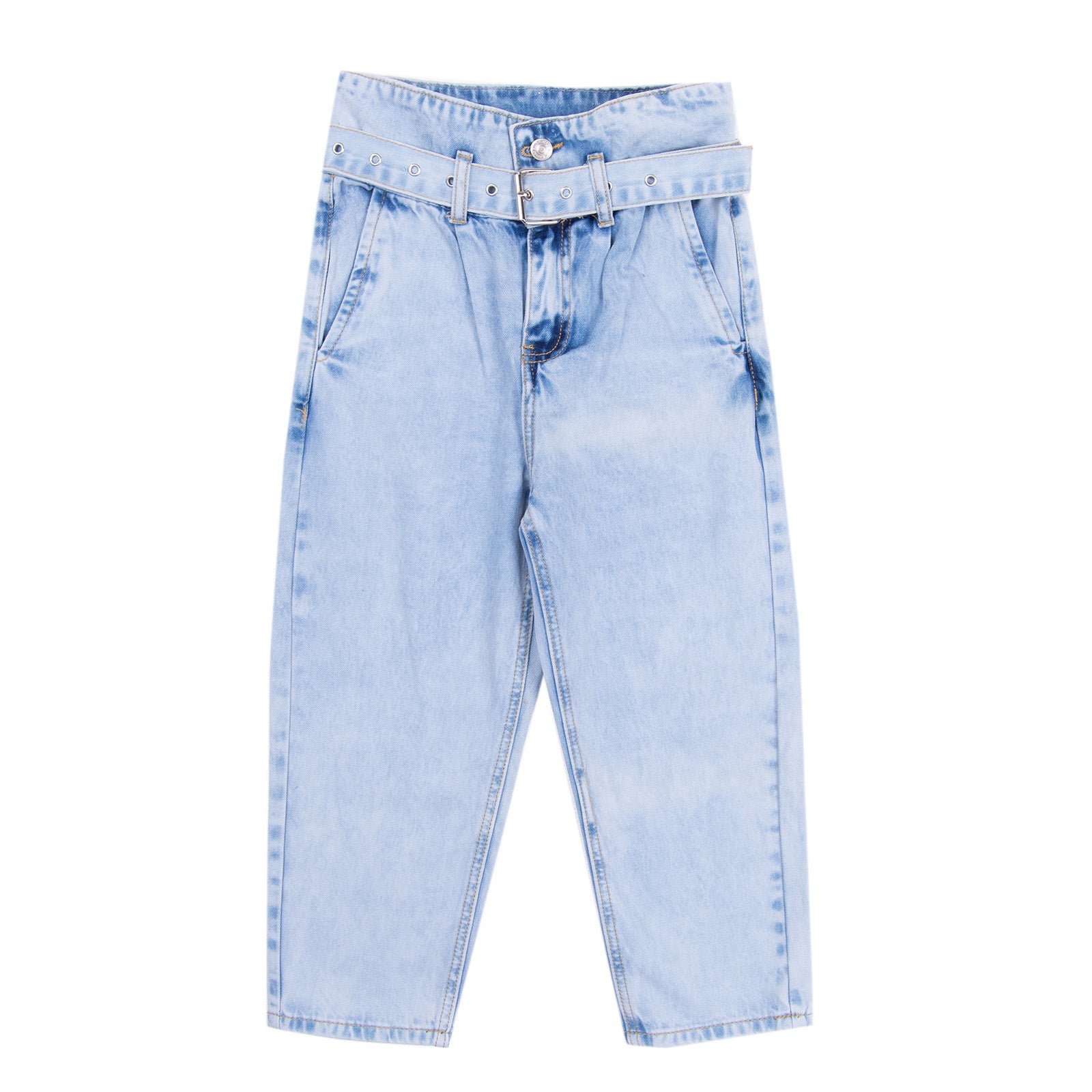 MARC ELLIS Jeans Size 10Y Acid Wash Belted High Waist Cropped Slim Fit gallery main photo