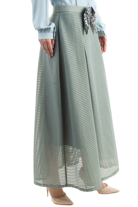 RRP€115 SILVIAN HEACH Maxi Pleated Skirt Size XS Mesh Base Striped Sequined Bow gallery photo number 3