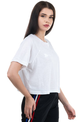 THE UPSIDE T-Shirt Top Size S Linen Blend Coated Arrow Short Sleeve Cropped gallery photo number 3