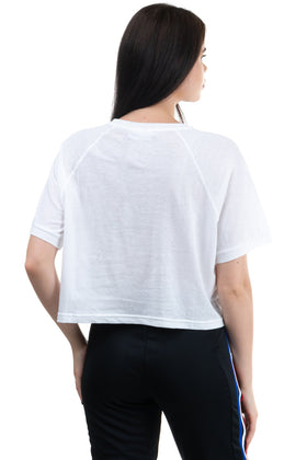 THE UPSIDE T-Shirt Top Size S Linen Blend Coated Arrow Short Sleeve Cropped gallery photo number 4
