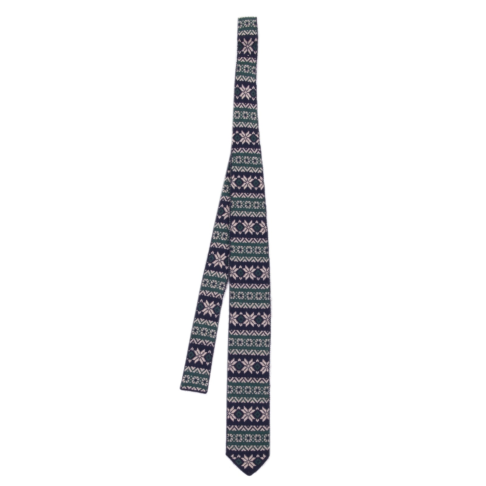 LUIGI BORRELLI NAPOLI Wool Knitted Necktie Short Scandinavian Pattern RRP €155 gallery main photo