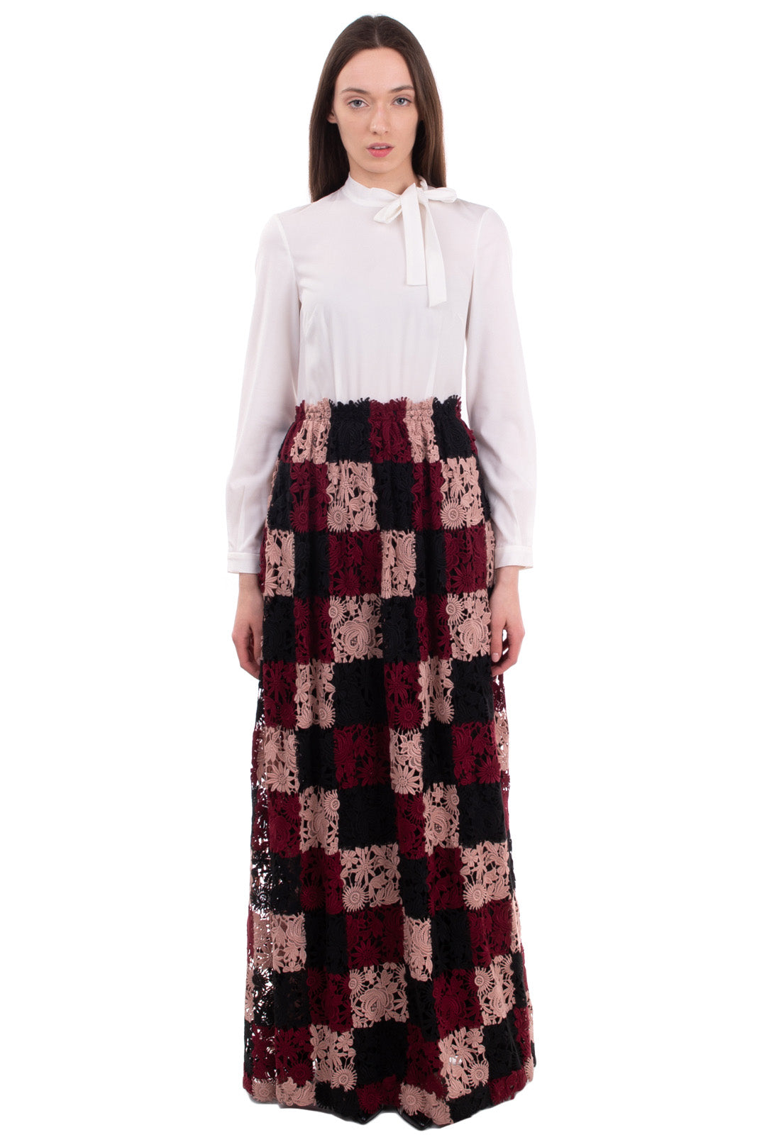 RRP €1190 MIKAEL AGHAL Maxi Skirt Dress Size US 2 / XS Floral Lace Bow Tie gallery main photo
