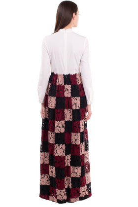 RRP €1190 MIKAEL AGHAL Maxi Skirt Dress Size US 2 / XS Floral Lace Bow Tie gallery photo number 6
