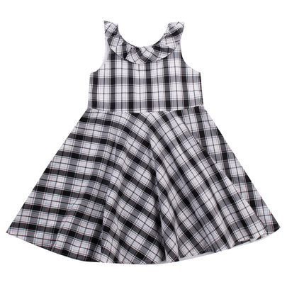 ALETTA Fit & Flare Dress Size 6Y / 116CM Plaid Ruffle Trim Tie Bow Made in Italy