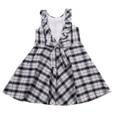 ALETTA Fit & Flare Dress Size 6Y / 116CM Plaid Ruffle Trim Tie Bow Made in Italy gallery photo number 2