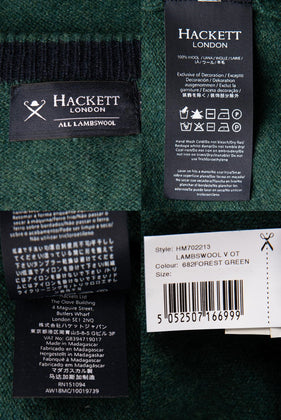RRP$245 HACKETT Wool Jumper Size XXXL Melange Thin Knit Embroidered Logo V-Neck gallery photo number 5