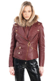 RRP€1450 ROBERTO CAVALLI CLASS Leather Jacket Size 40 / S Padded Detachable Hood gallery photo number 3