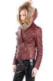 RRP€1450 ROBERTO CAVALLI CLASS Leather Jacket Size 40 / S Padded Detachable Hood gallery photo number 4