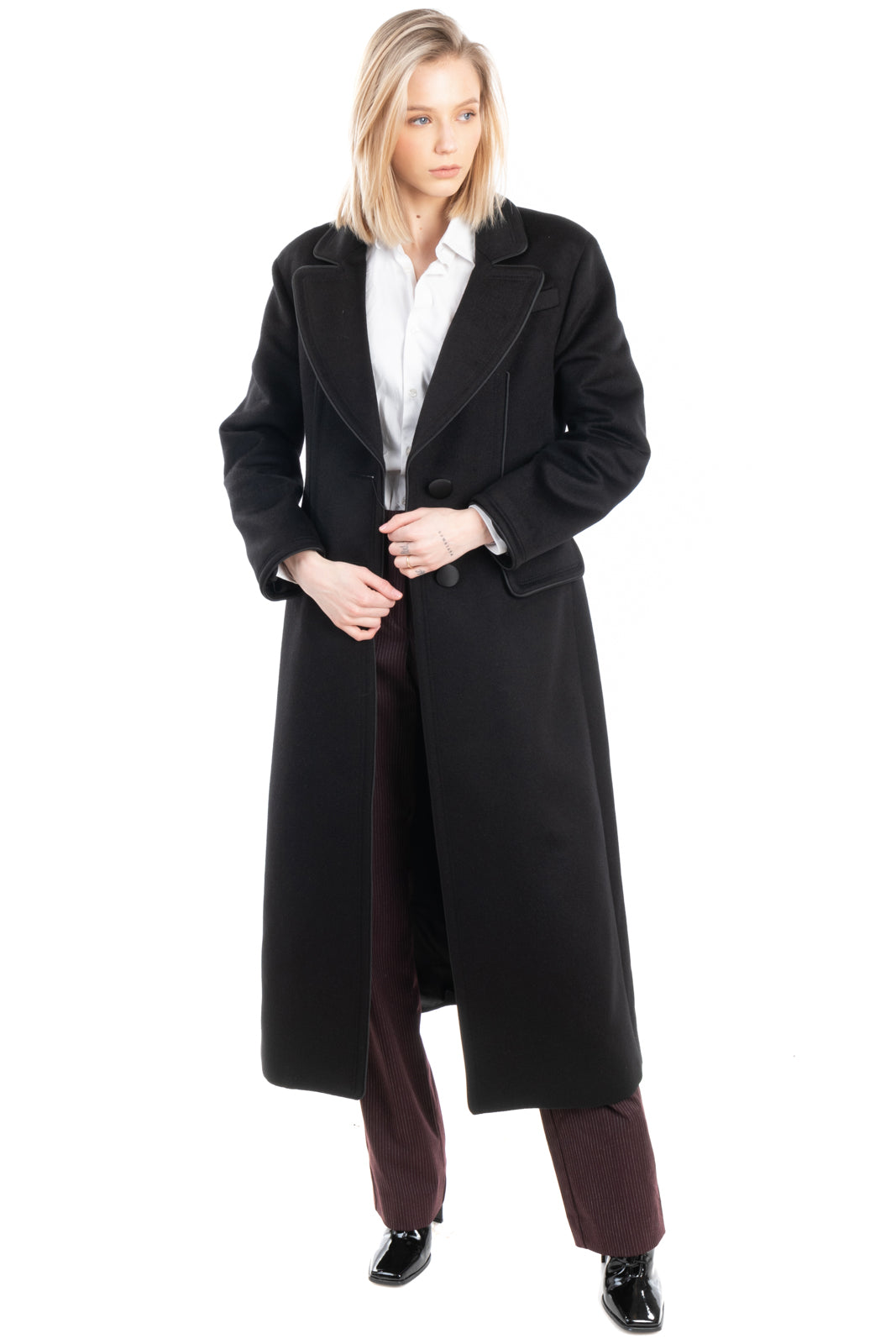 RRP €2755 GIORGIO ARMANI Angora & Wool Overcoat Size 40 / S Black Silk Lined gallery main photo