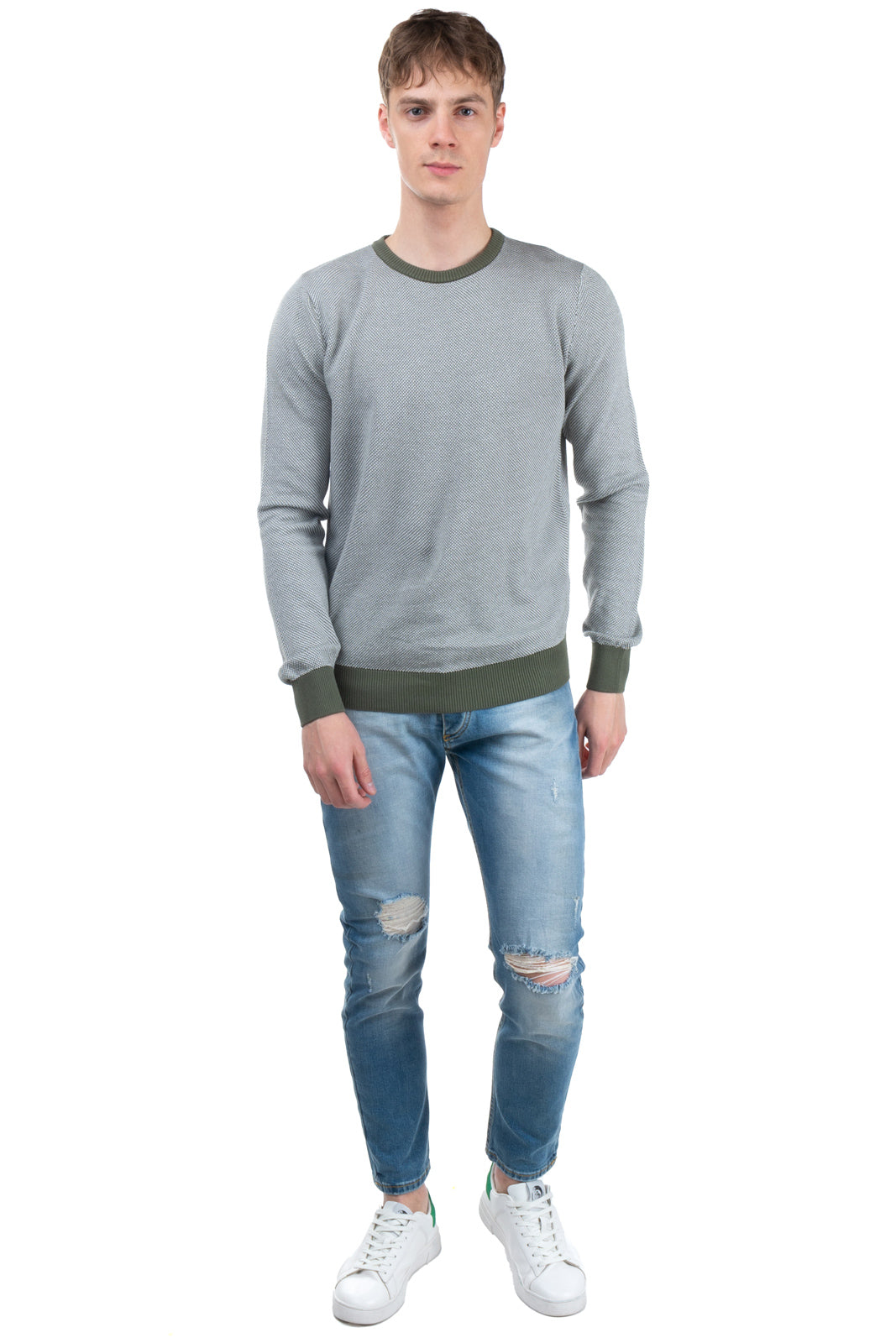 RRP€105 GIOFERRARI Jumper Size 56 / 3XL Thin Knit Two Tone Long Sleeve Crew Neck gallery main photo