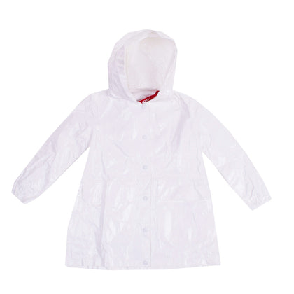 FREEDOMDAY Raincoat Size 8Y White Varnished Popper Front Hooded gallery photo number 1