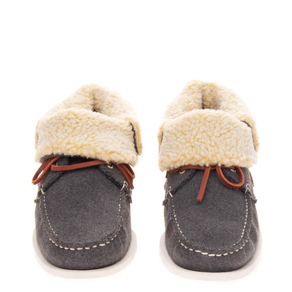 SUPERGA Felt & Faux Fur Deck Shoes Size 39 UK 5.5 US 6.5 Grey Logo Details gallery photo number 7