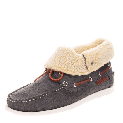 SUPERGA Felt & Faux Fur Deck Shoes Size 39 UK 5.5 US 6.5 Grey Logo Details gallery photo number 5