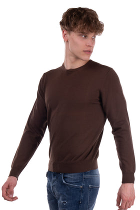 RRP €110 DANDI Jumper Size S Dark Brown Thin Knit Long Sleeve Crew Neck gallery photo number 3