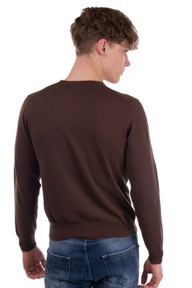 RRP €110 DANDI Jumper Size S Dark Brown Thin Knit Long Sleeve Crew Neck gallery photo number 4