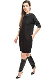 NENETTE Crepe Shift Dress Size 40 / S Embellished Neckline V Back Elbow Sleeve gallery photo number 3