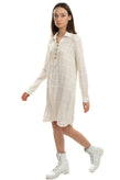 SPLENDID Shirt Dress Size S White Linen Blend Inner Slip Long Sleeve Collared gallery photo number 3