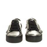 RRP€235 PINKO ENDINE Leather Sneakers EU 38 UK 4.5 US 8 Crumpled Metallic Ruffle gallery photo number 3